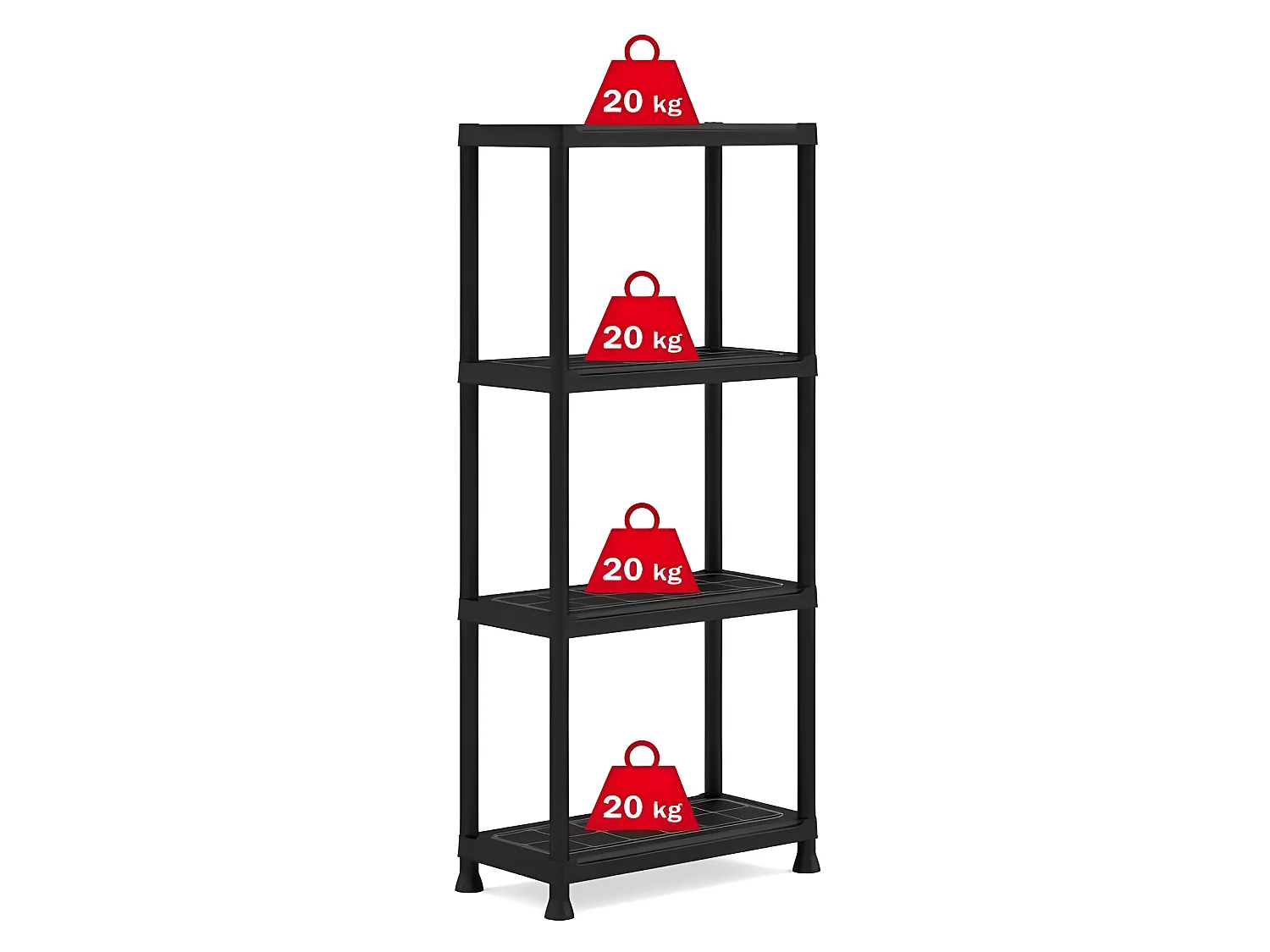 Mensola Modulare Nera 4 Ripiani KETER | Resistente all'Umidità 60 x 30 x 135 cm