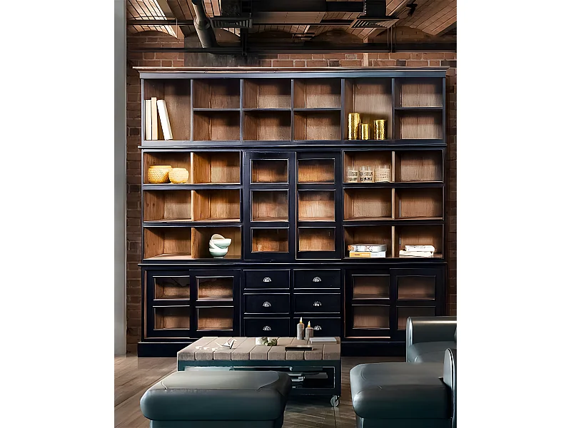 London - Grande bibliothèque noire et naturelle en Mindy massif