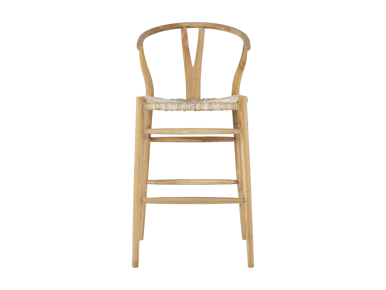 Tabouret de bar en teck et paille - Naturel - POGIANA