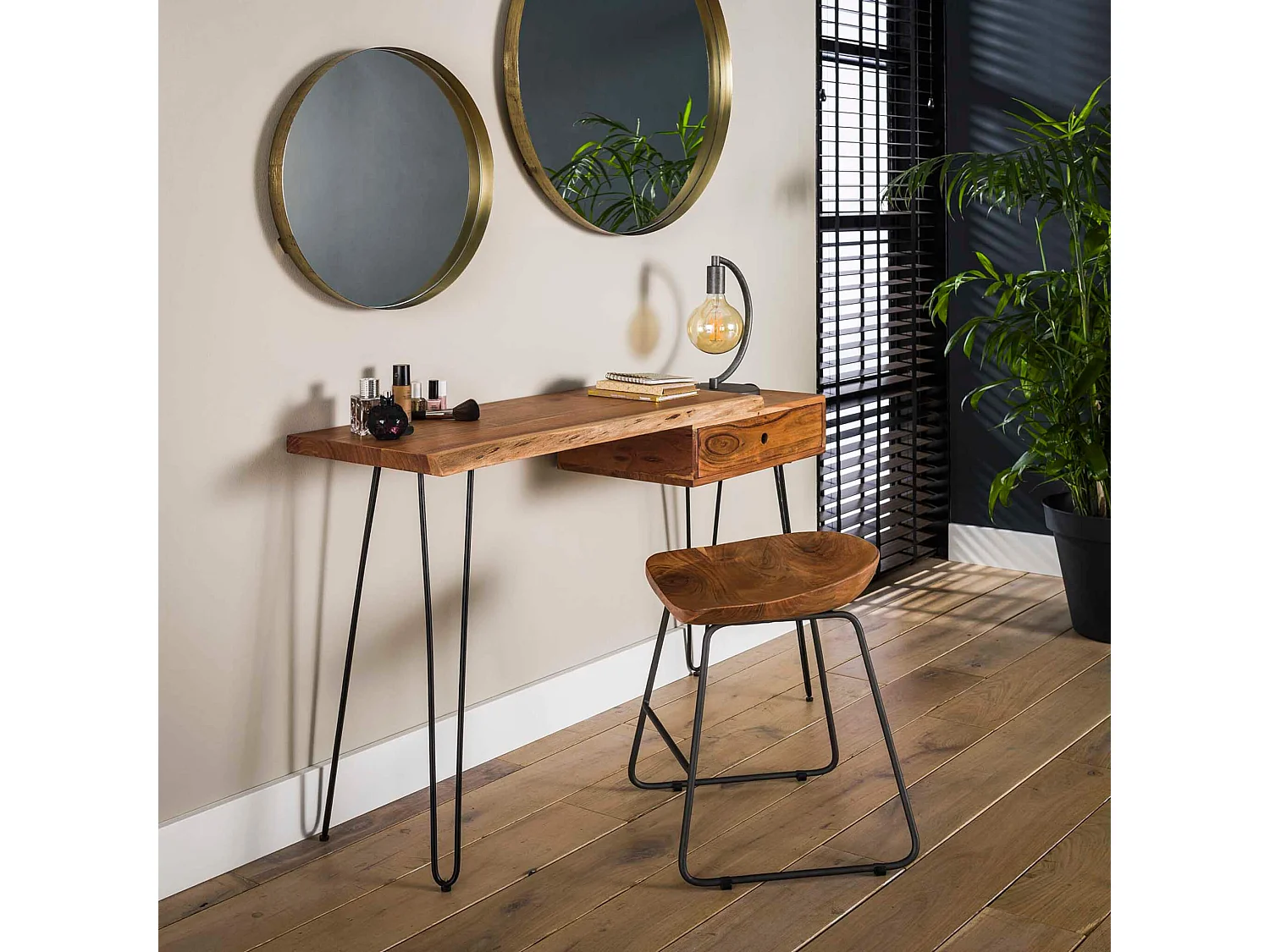 Coiffeuse 1 tiroir en bois massif - CF18025