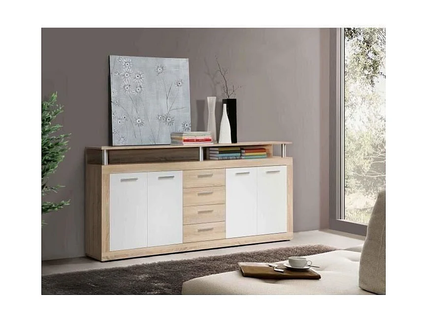 CAVA Hedendaagse eiken en witte lage dressoir - 197 cm