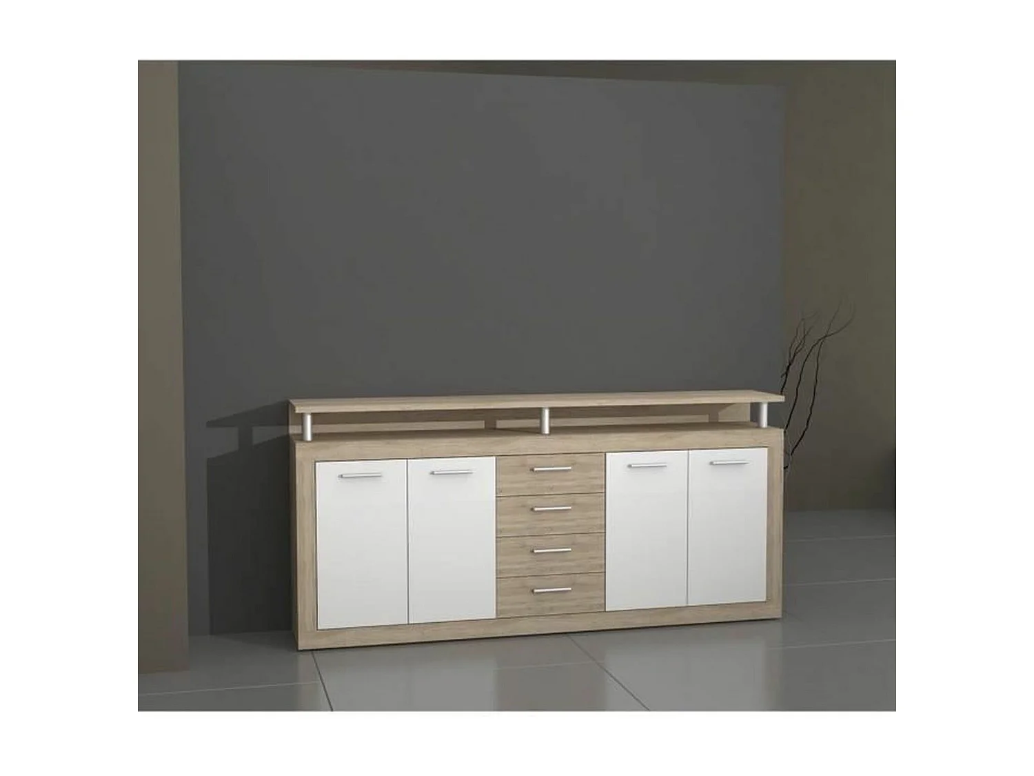 CAVA Hedendaagse eiken en witte lage dressoir - 197 cm