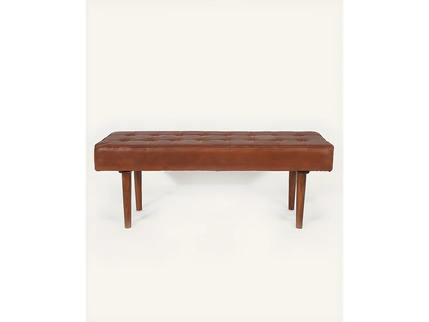 Khalari - Banc en cuir marron capitonné