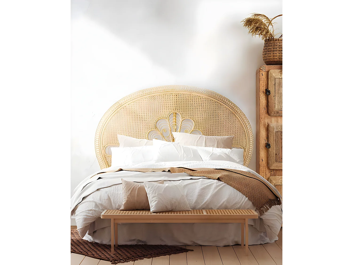 Coco - Tête de lit en rotin tressé