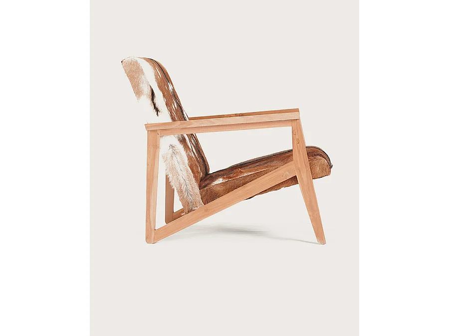 Cow Boy -  Fauteuil en teck et peau de chèvre