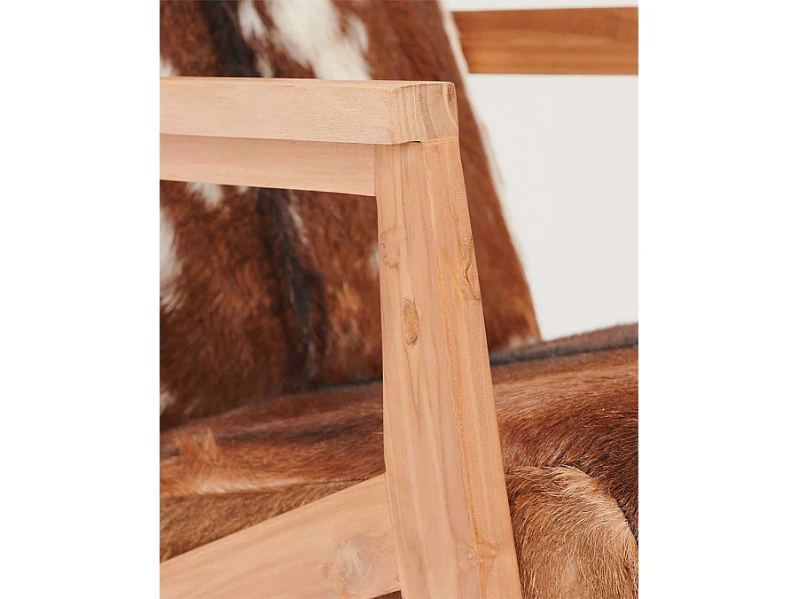 Cow Boy -  Fauteuil en teck et peau de chèvre