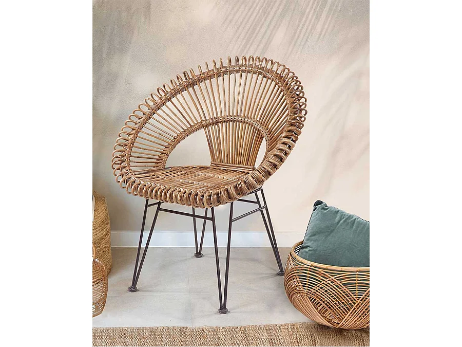 Chiang Mai - Fauteuil rond en rotin tressé