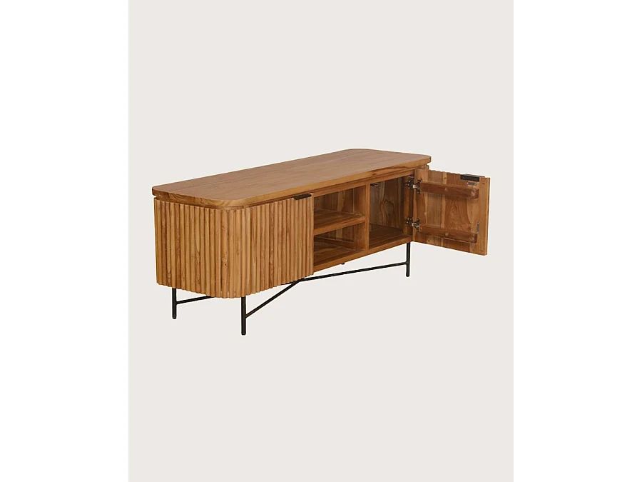 Opéra - Meuble tv rétro en teck massif recyclé 160 cm