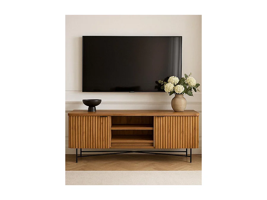 Opéra - Meuble tv rétro en teck massif recyclé 160 cm