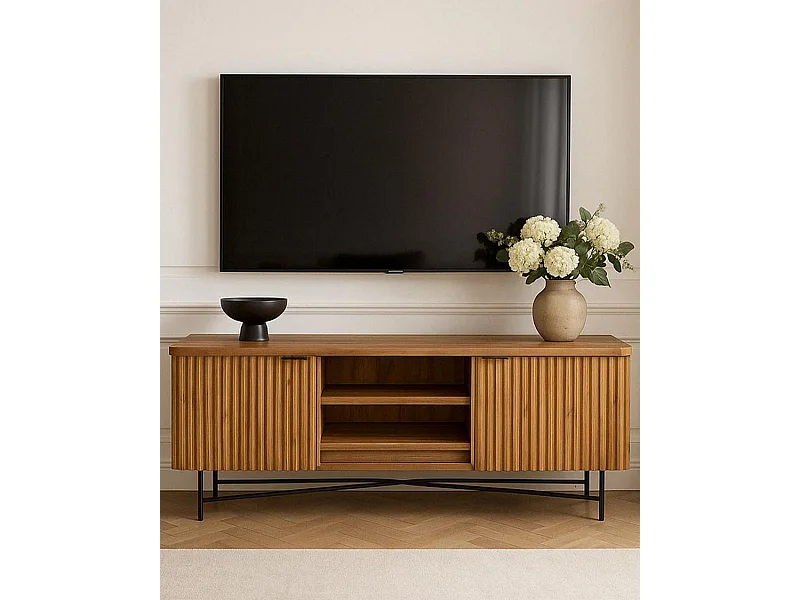 Opéra - Meuble tv rétro en teck massif recyclé 160 cm