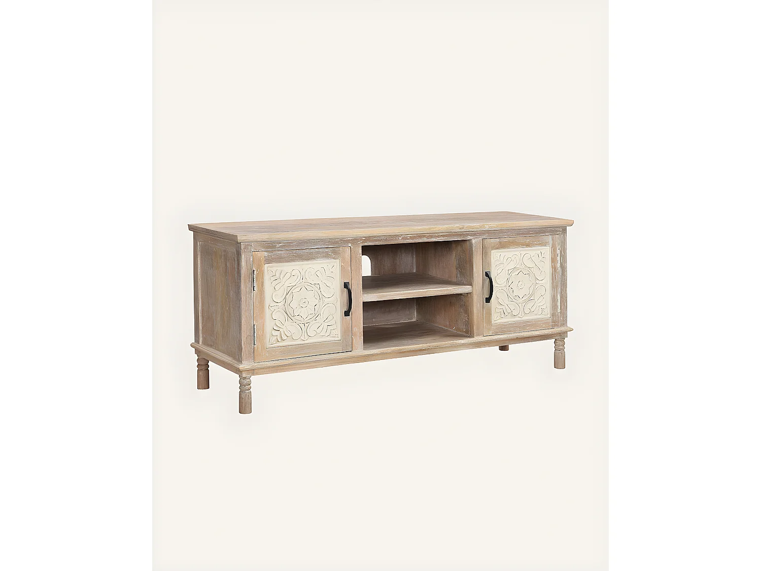 Mala - Meuble TV en manguier massif sculpté 140 cm