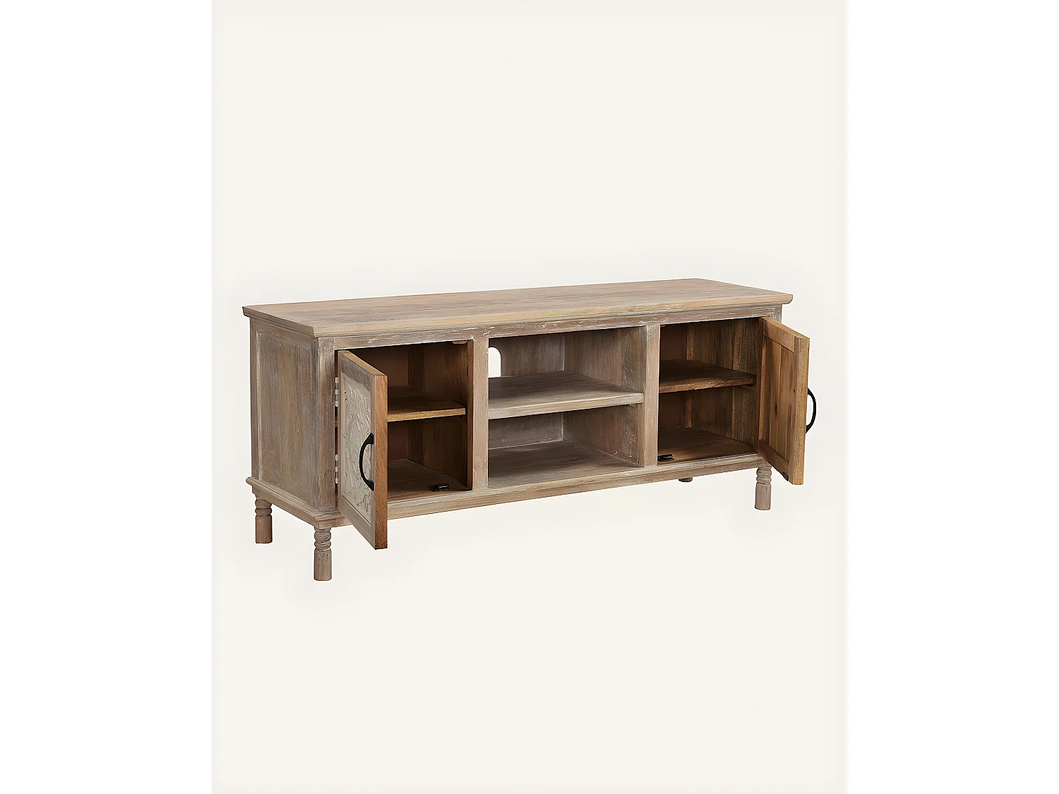 Mala - Meuble TV en manguier massif sculpté 140 cm