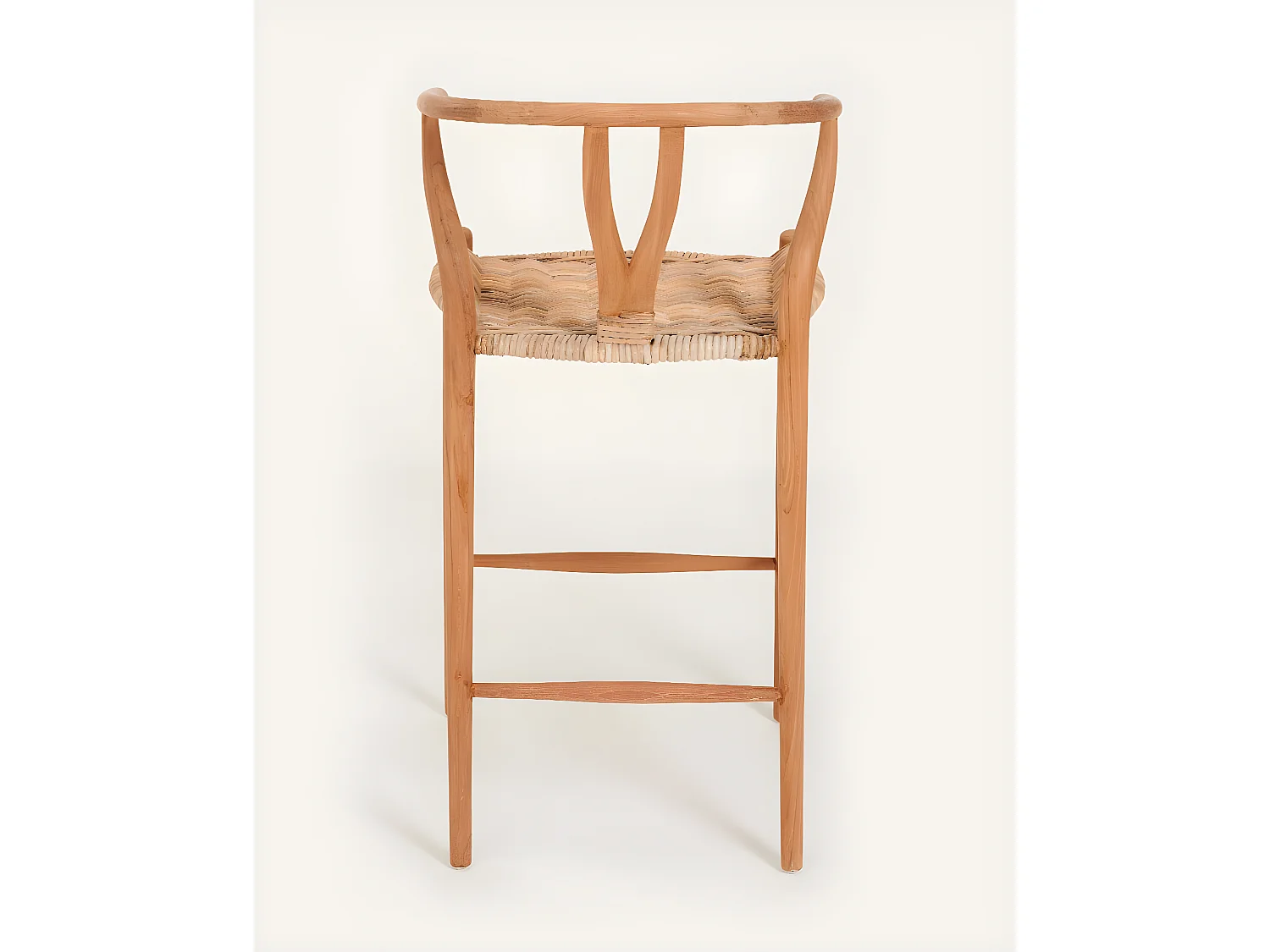 Hirosi - Chaise de bar en teck massif et rotin