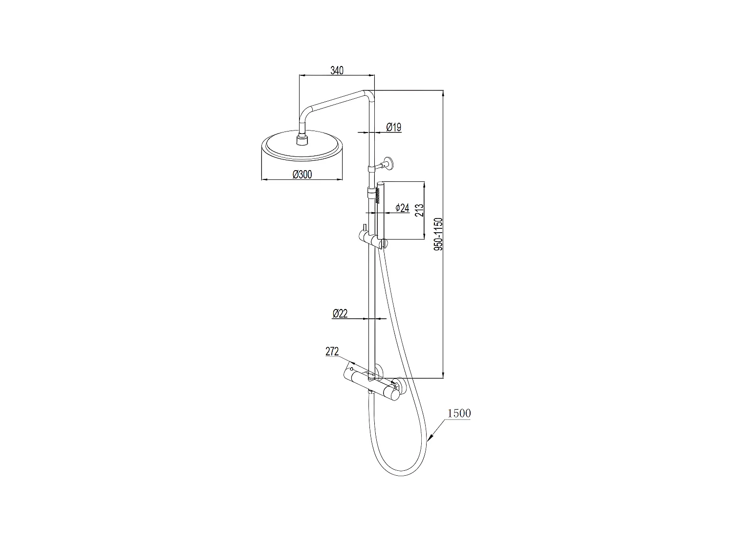 Delice II colonne de douche thermostatique or brossé avec corps froid - Essebagno