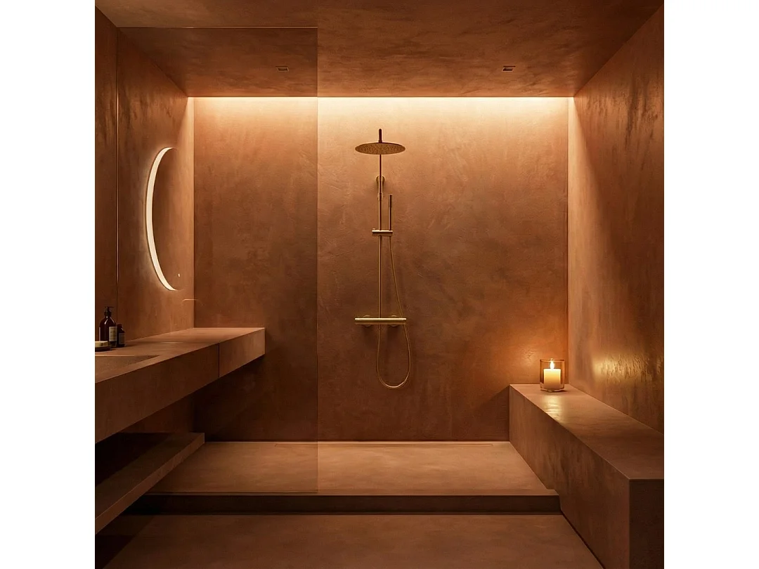 Delice II kolumna prysznicowa termostatyczna szczotkowanego złota - Essebagno