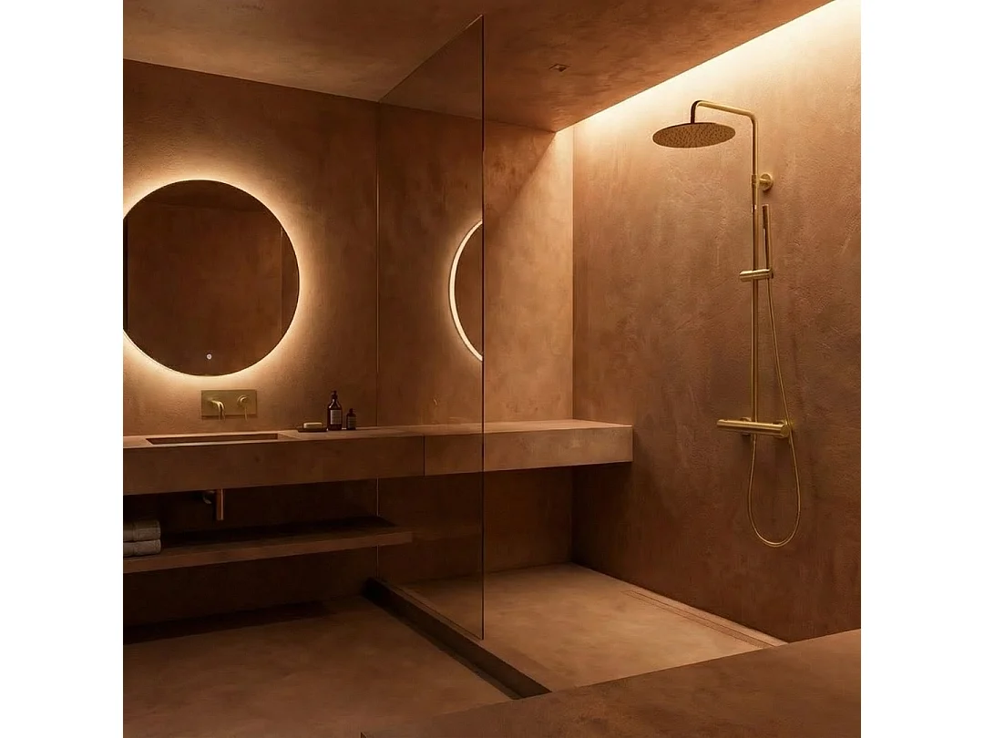 Delice II kolumna prysznicowa termostatyczna szczotkowanego złota - Essebagno