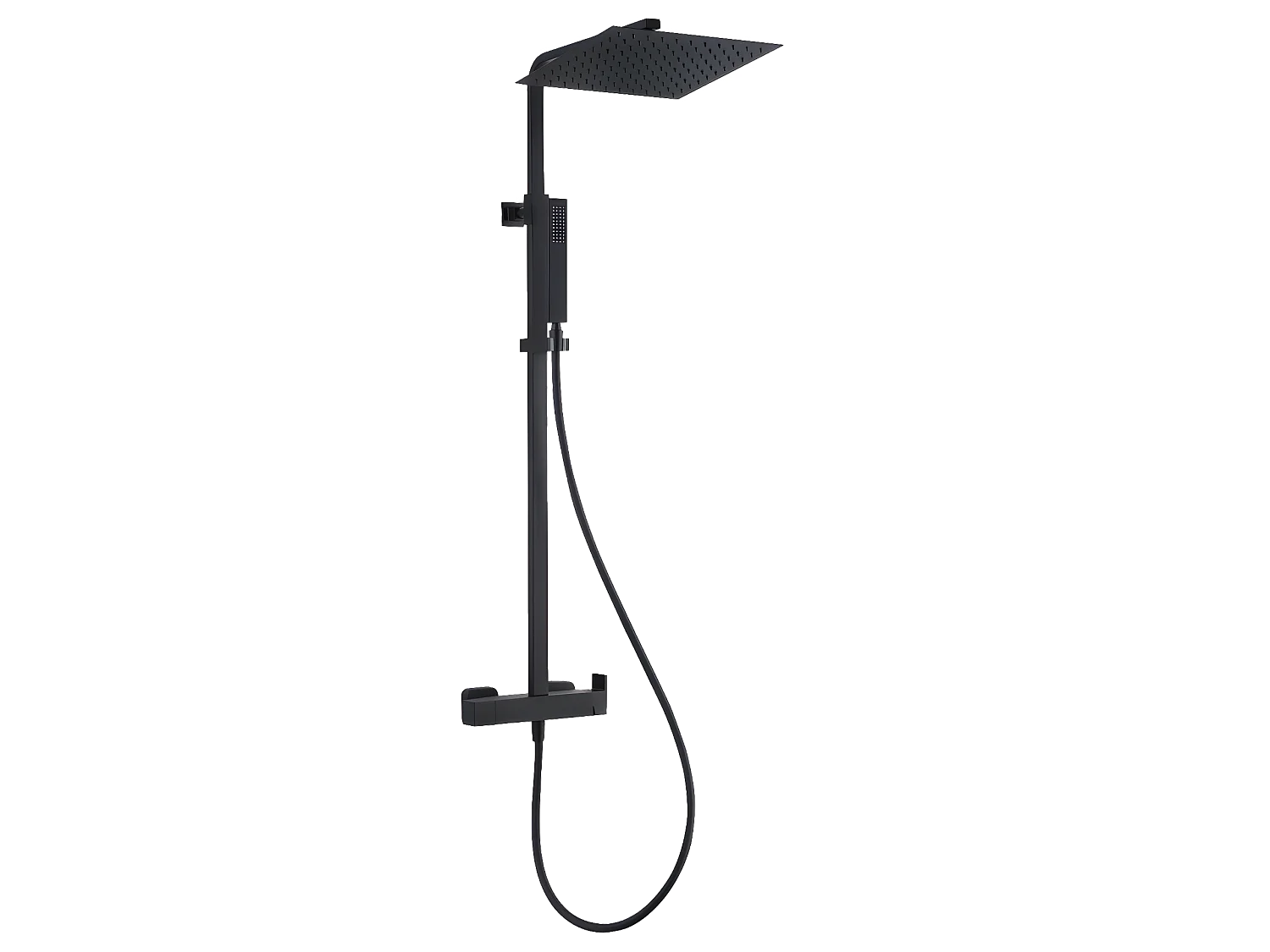 Square II quadratische schwarze Duschsäule mit mechanischem Einhandmischer Essebagno