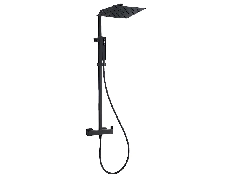 Square II Coluna de duche quadrada preta com misturadora mecânica Essebagno