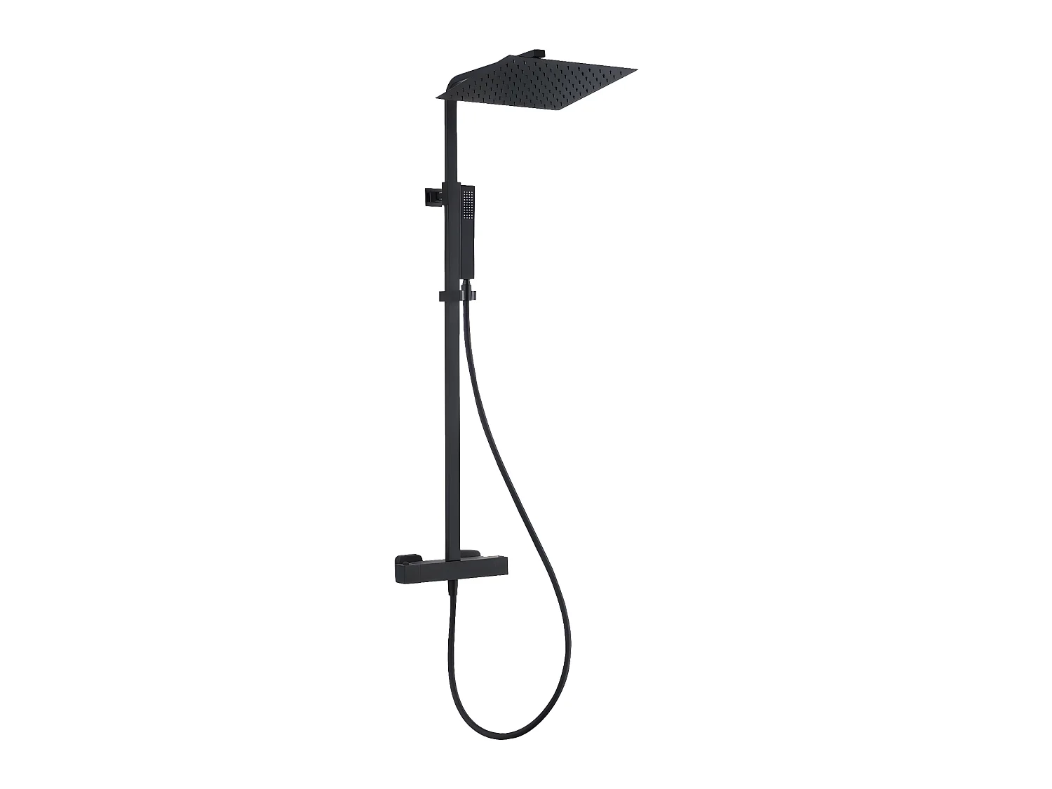 Coluna de duche termostática Square II quadrada preta Essebagno