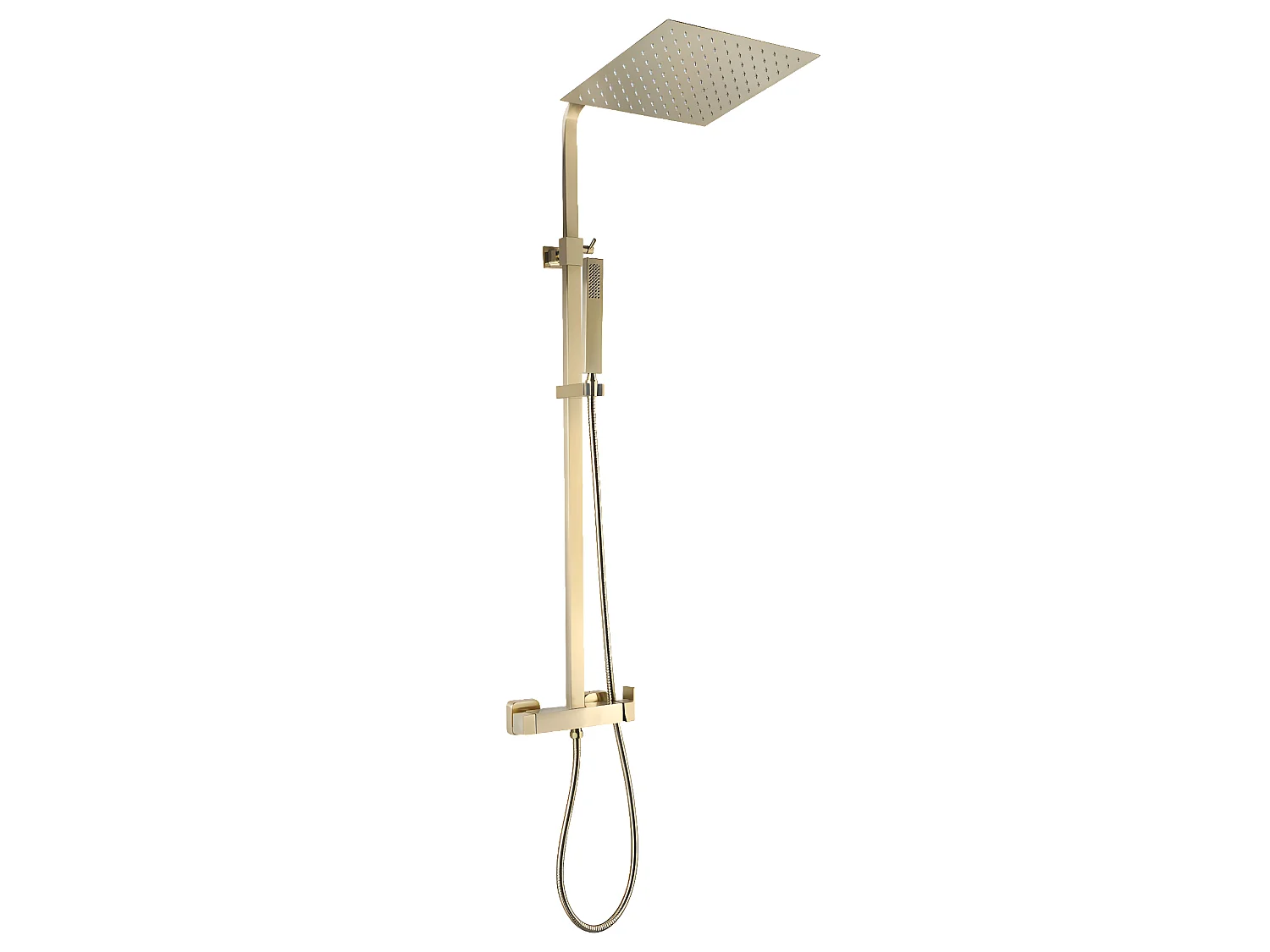 Square II Columna de ducha cuadrada en oro cepillado con mezclador mecánico Essebagno