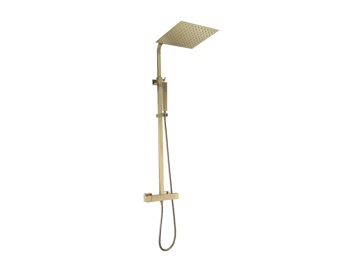 Square II Columna de ducha termostática cuadrada en oro cepillado Essebagno