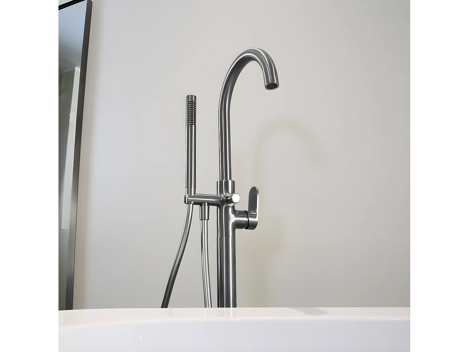 Charme II columna de suelo mecánica para bañera isla gris metálico Essebagno