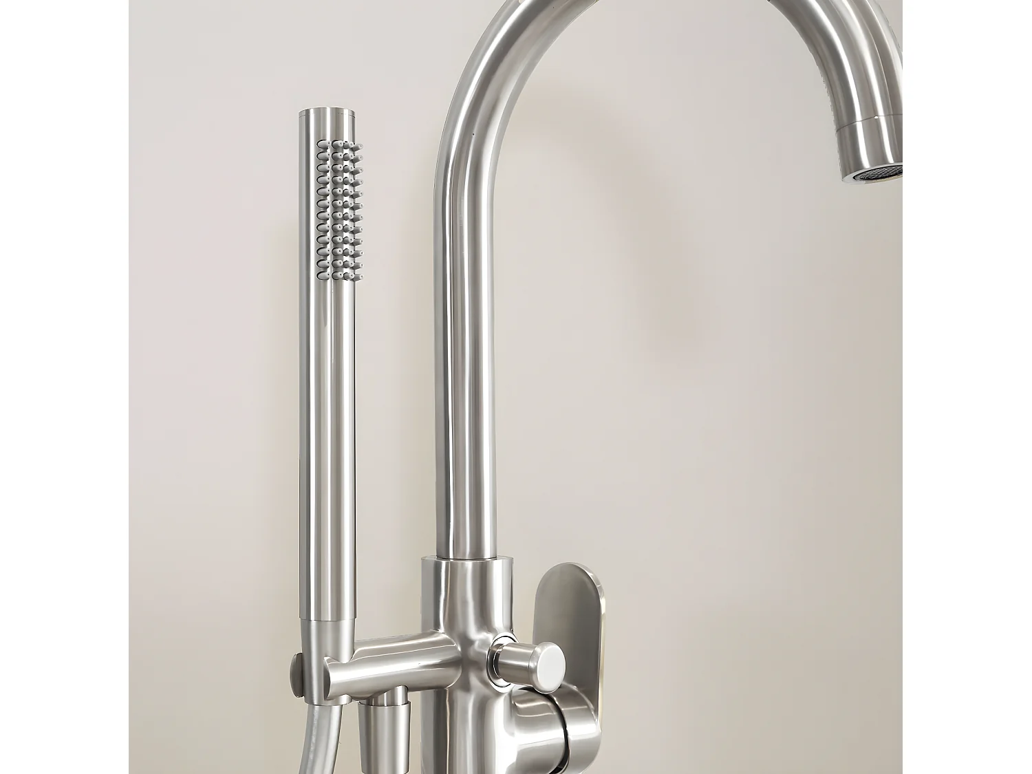 Charme II columna de suelo mecánica para bañera isla Acabado inox Essebagno