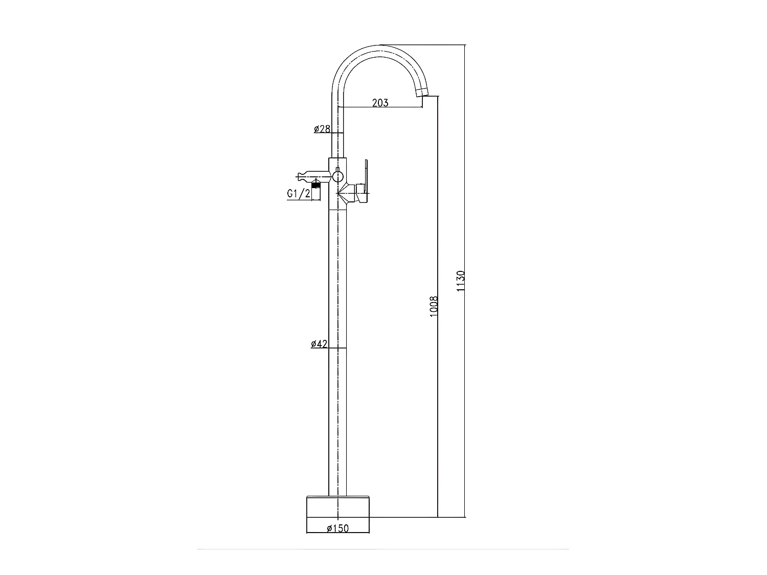 Charme II colonne de sol mécanique façon inox pour baignoire ilot - Essebagno