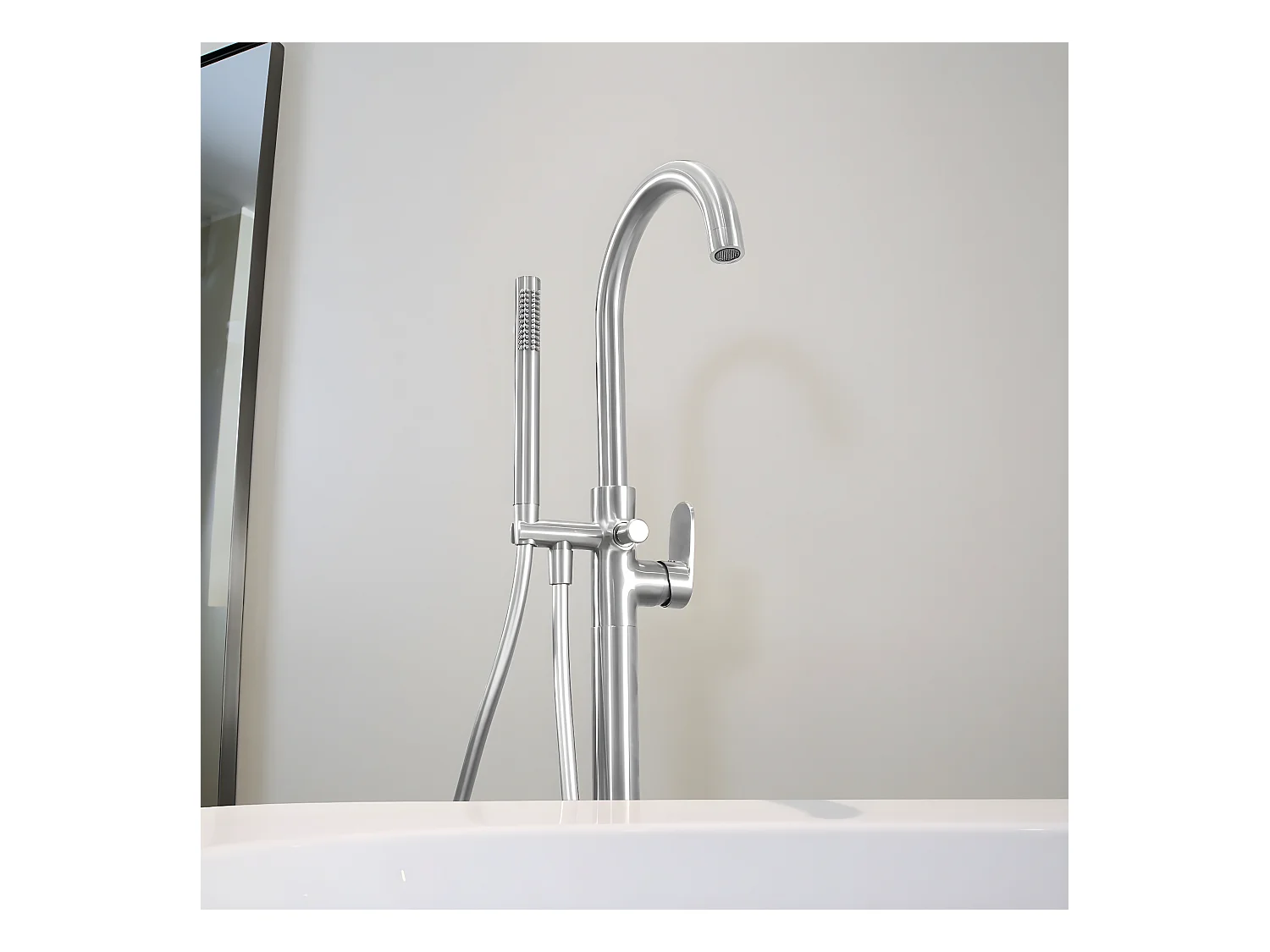 Charme II colonne de sol mécanique façon inox pour baignoire ilot - Essebagno
