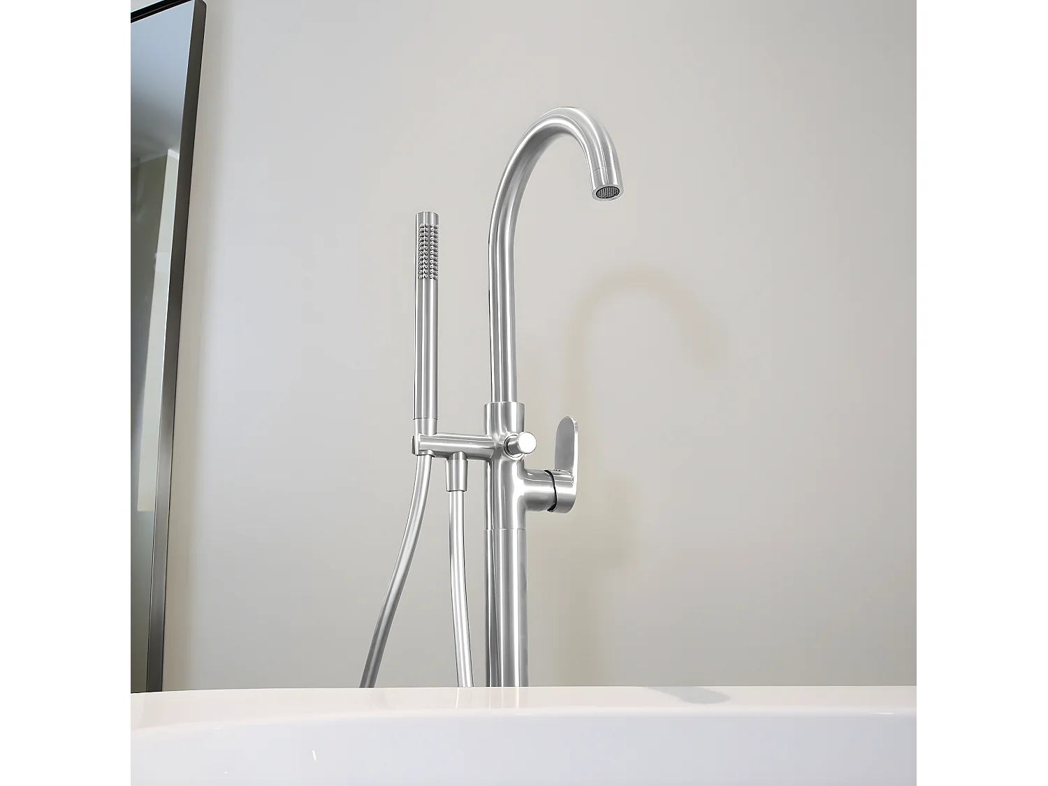 Charme II Mechanische Bodensäule für Sitzbadewanne Edelstahloptik Essebagno