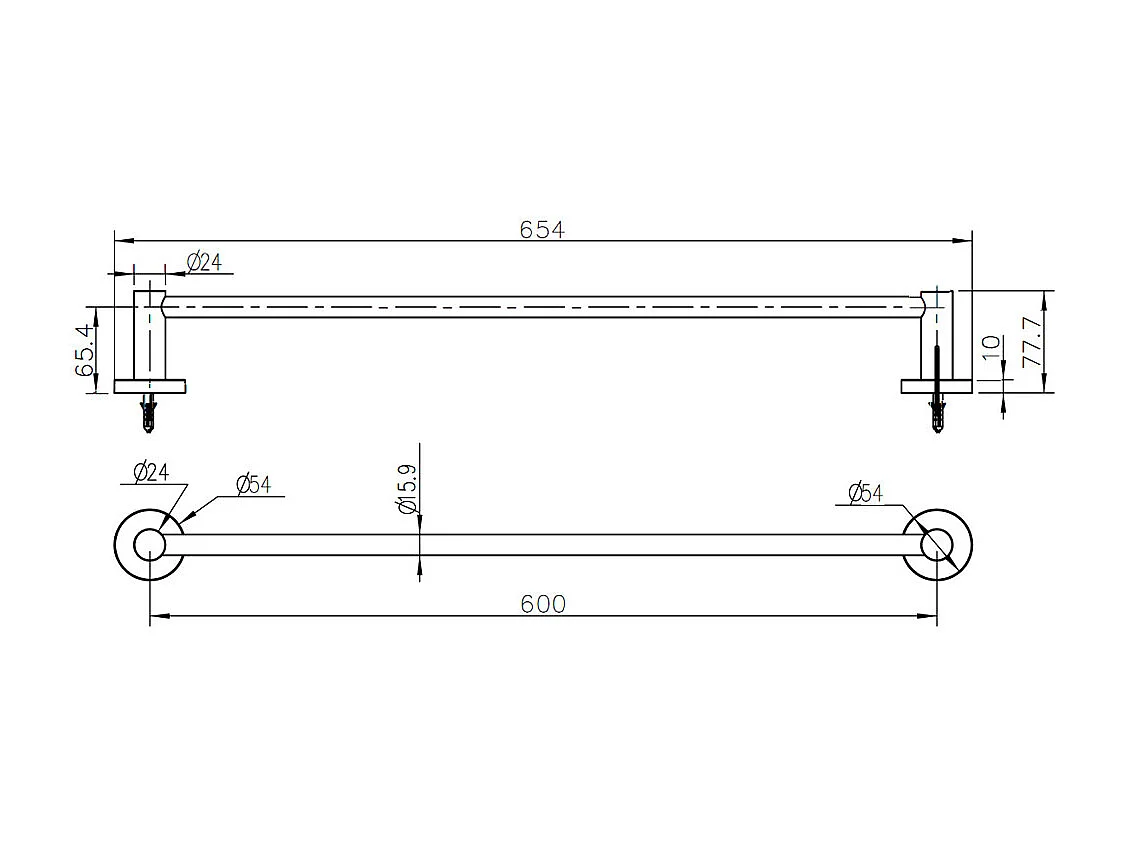 Luisa portasciugamani 1 barra nero Essebagno