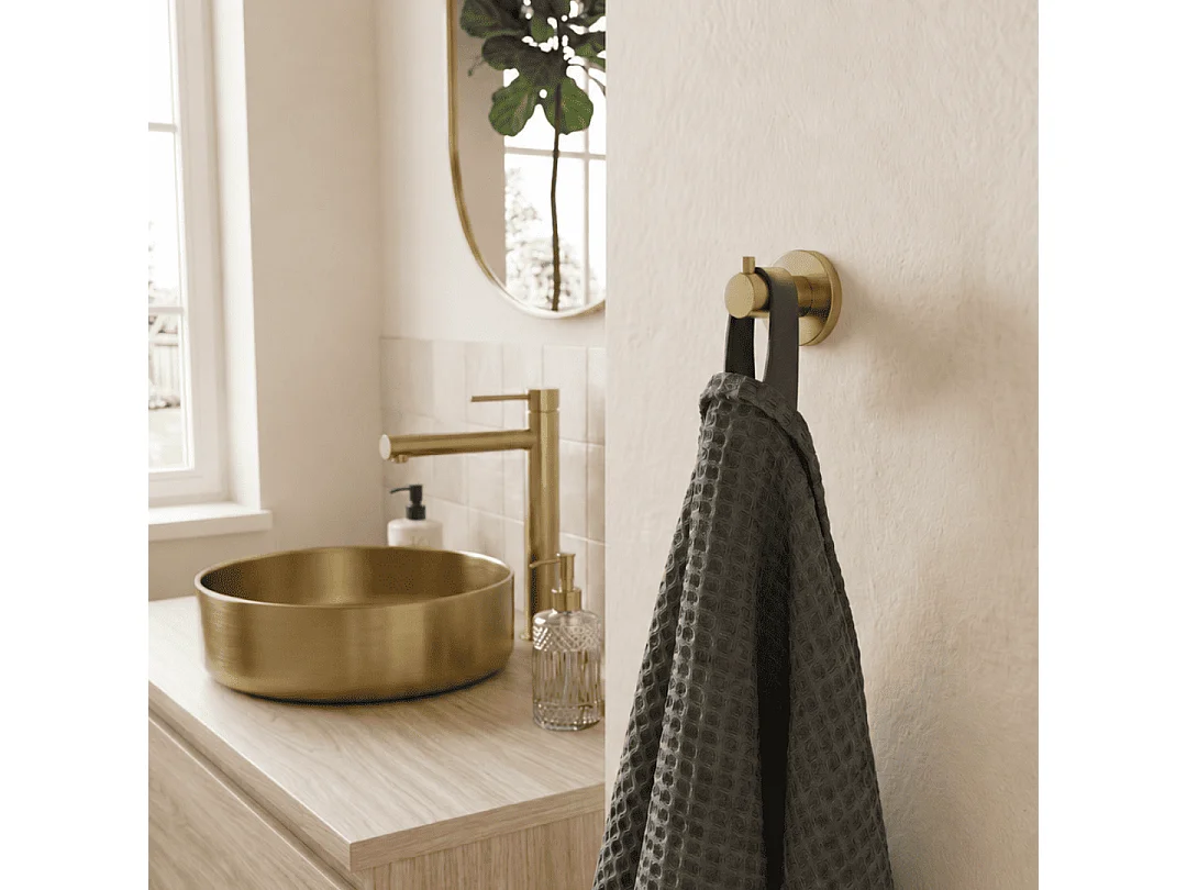 Luisa patère murale en inox or brossé - Essebagno