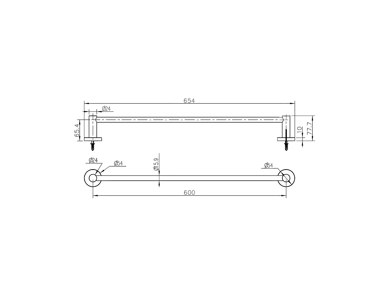 Luisa porte serviettes 1 barre or brossé - Essebagno