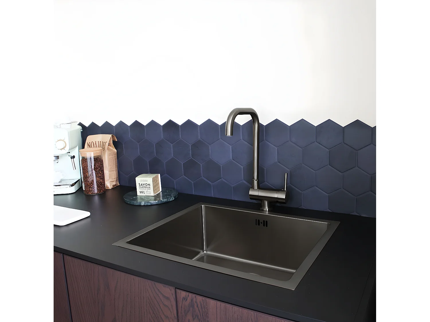 New Oslo mitigeur évier rabattable gris gun métal - Essebagno