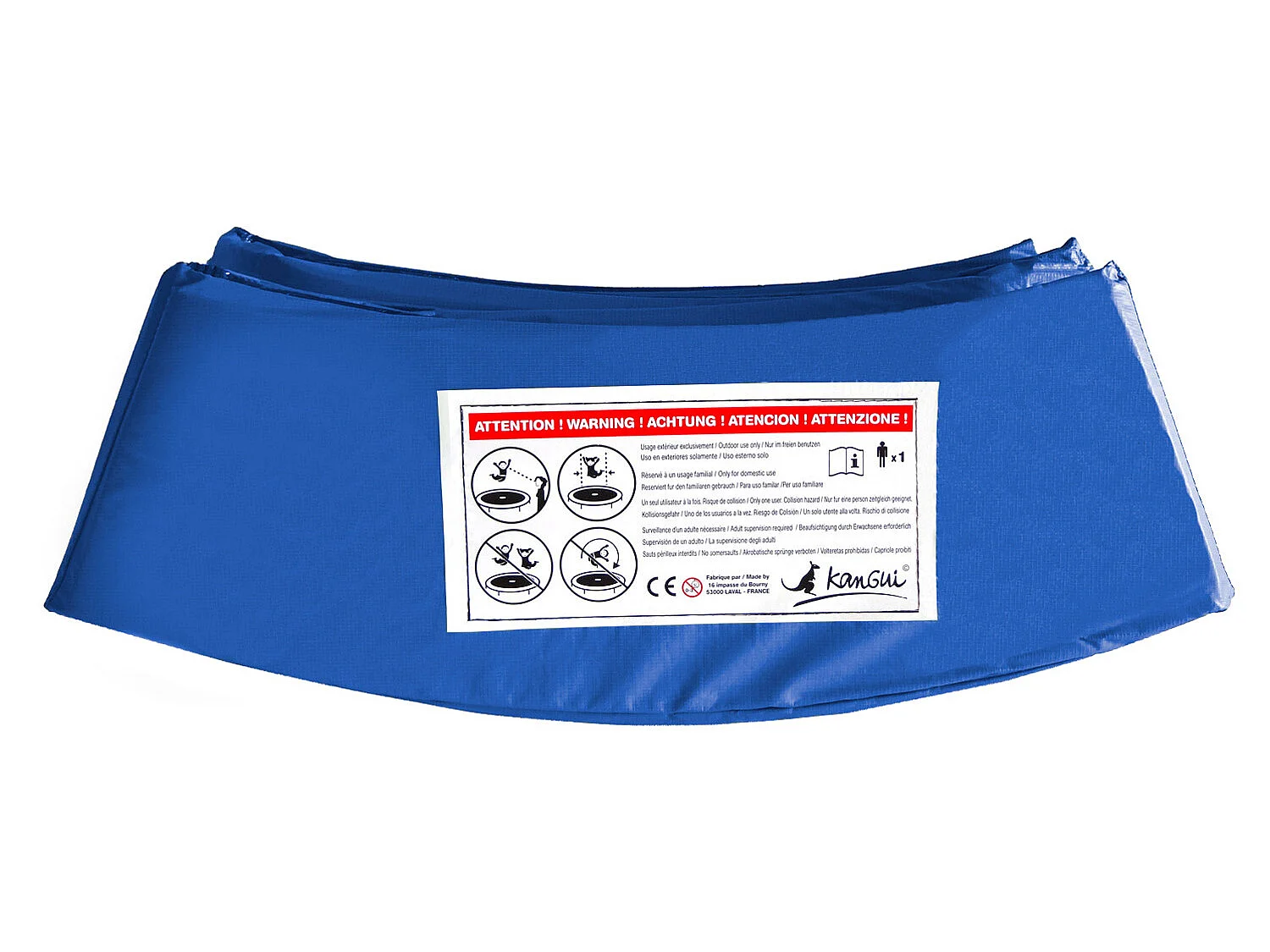 Kangui - Coussin de protection bleu Ø360cm pour trampoline