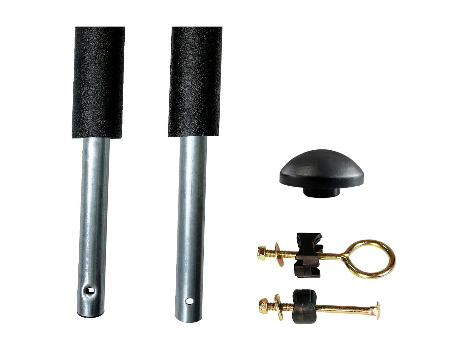 Un poteau de filet de sécurité Ø25mm pour trampolines de jardin toutes marques avec mousse et visserie (longueur totale 215cm)