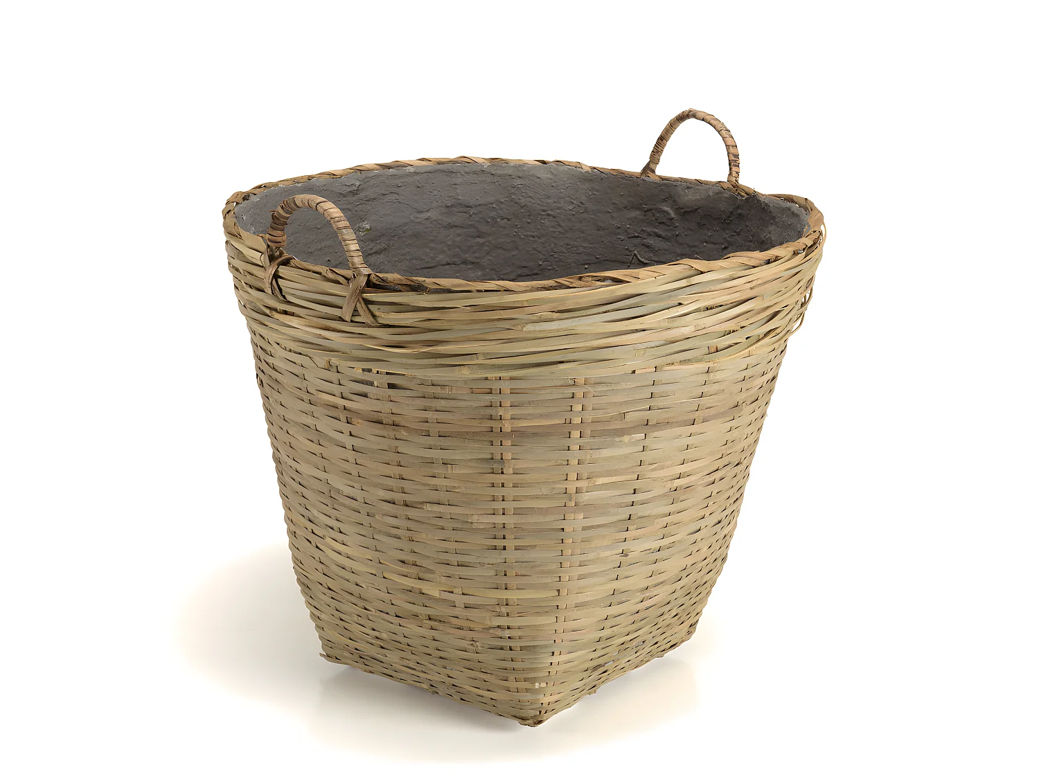 HANS - Pot de fleur rond 60x60cm en bambou naturel avec anses