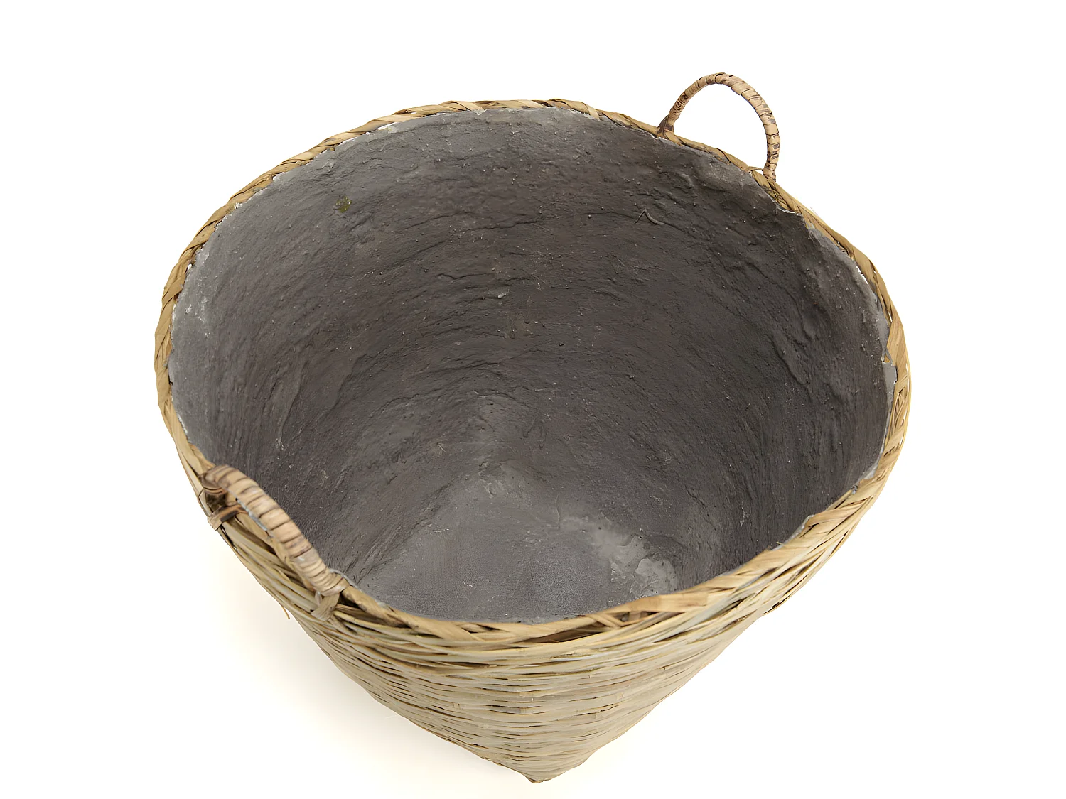 HANS - Pot de fleur rond 60x60cm en bambou naturel avec anses
