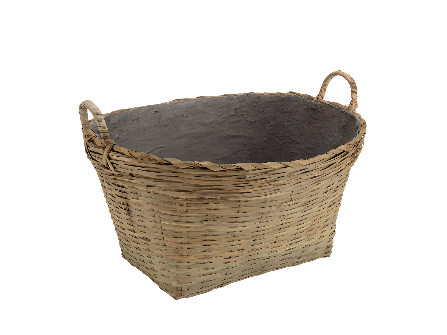 HANS - Pot de fleur ovale 60x53cm en bambou naturel avec anses