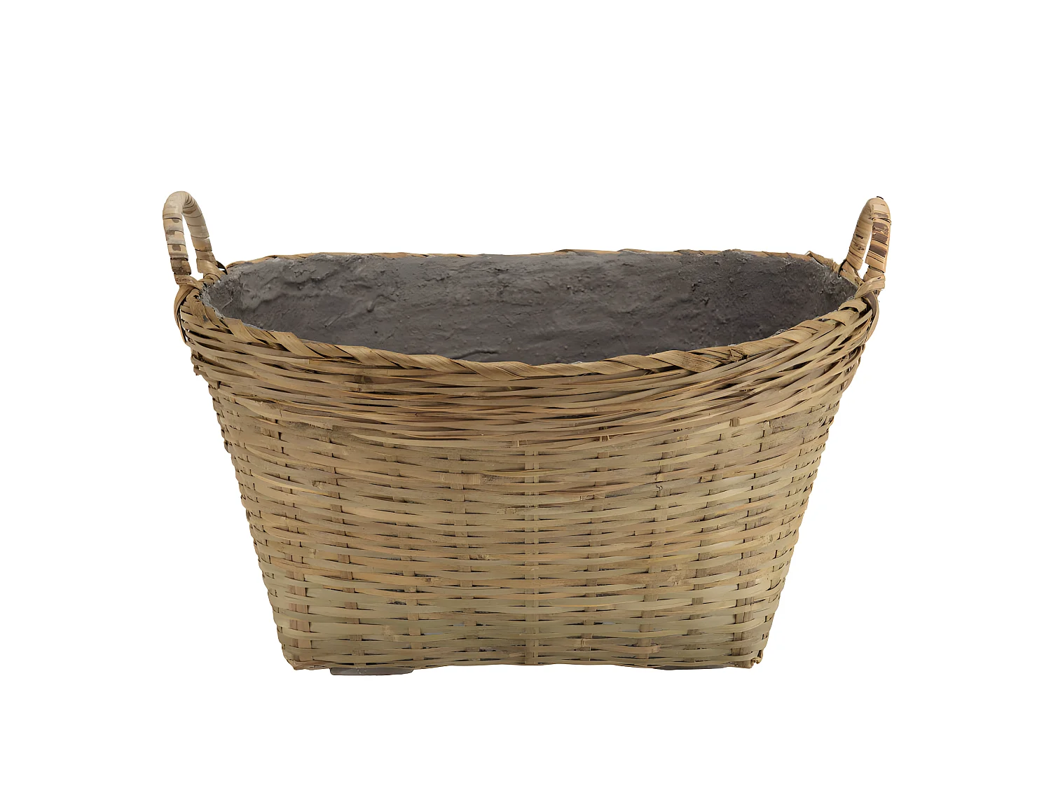 HANS - Pot de fleur ovale 60x53cm en bambou naturel avec anses