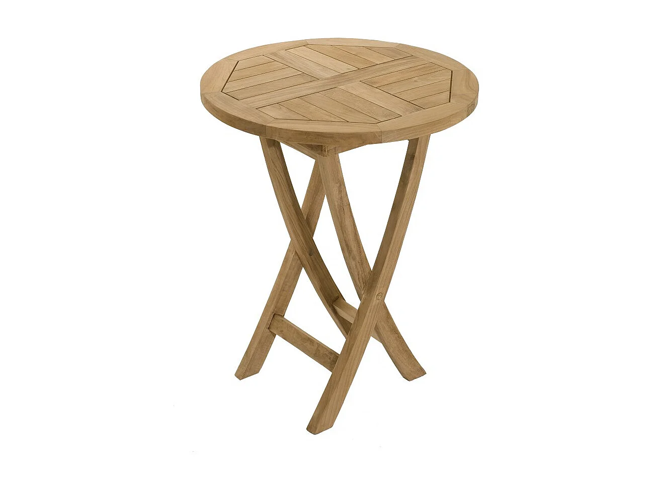 FUN - Table de jardin 2 personnes, ronde pliante 60x60cm en bois Teck