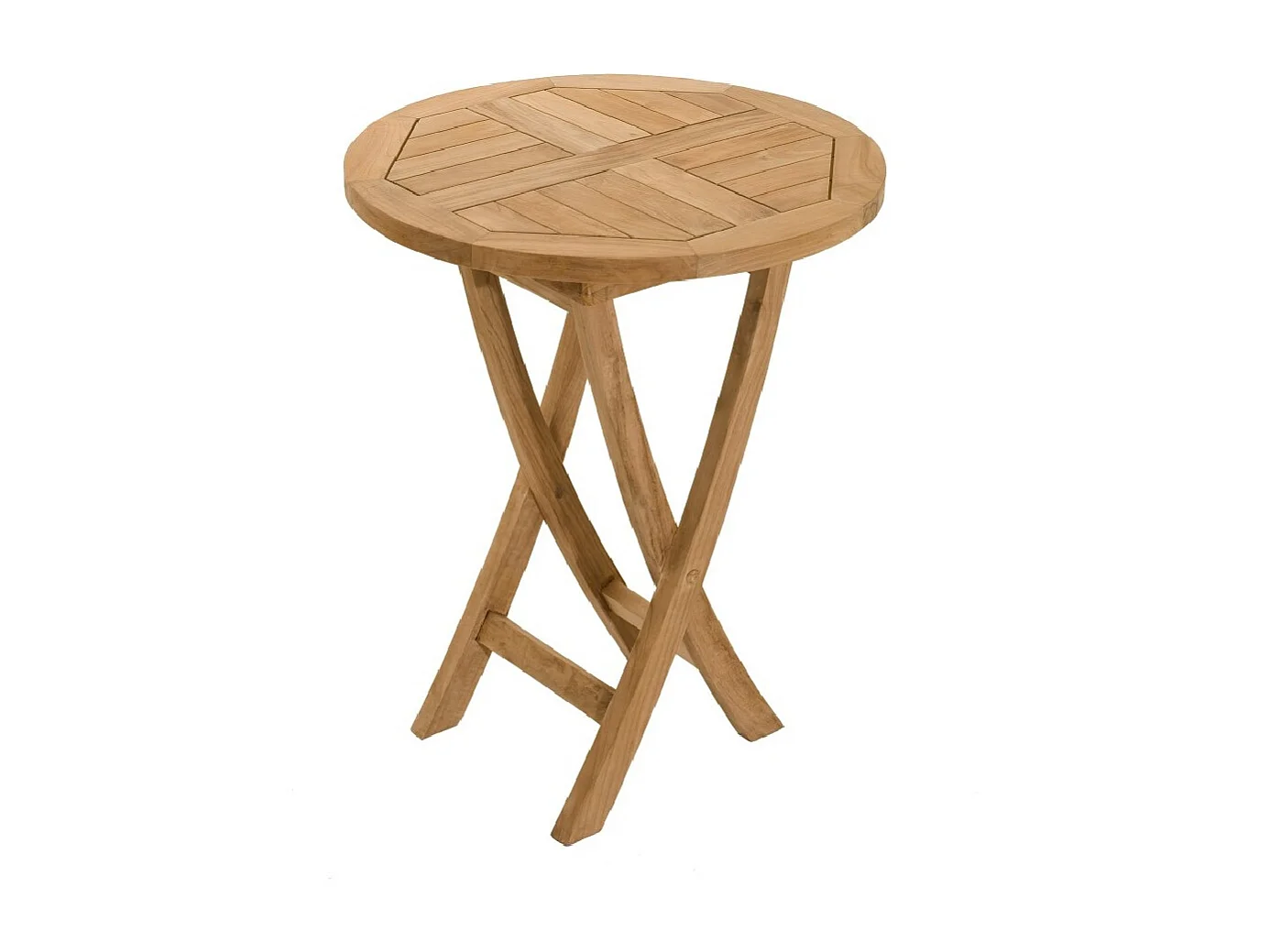 FUN - Table de jardin 2 personnes, ronde pliante 60x60cm en bois Teck