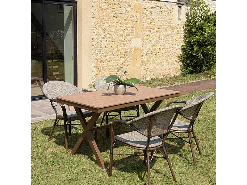 VIANNEY - Table de jardin rectangulaire 4 personnes 140x80cm