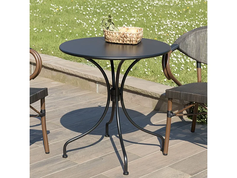 VIANNEY - Table de jardin ronde 2 personnes 70x70cm