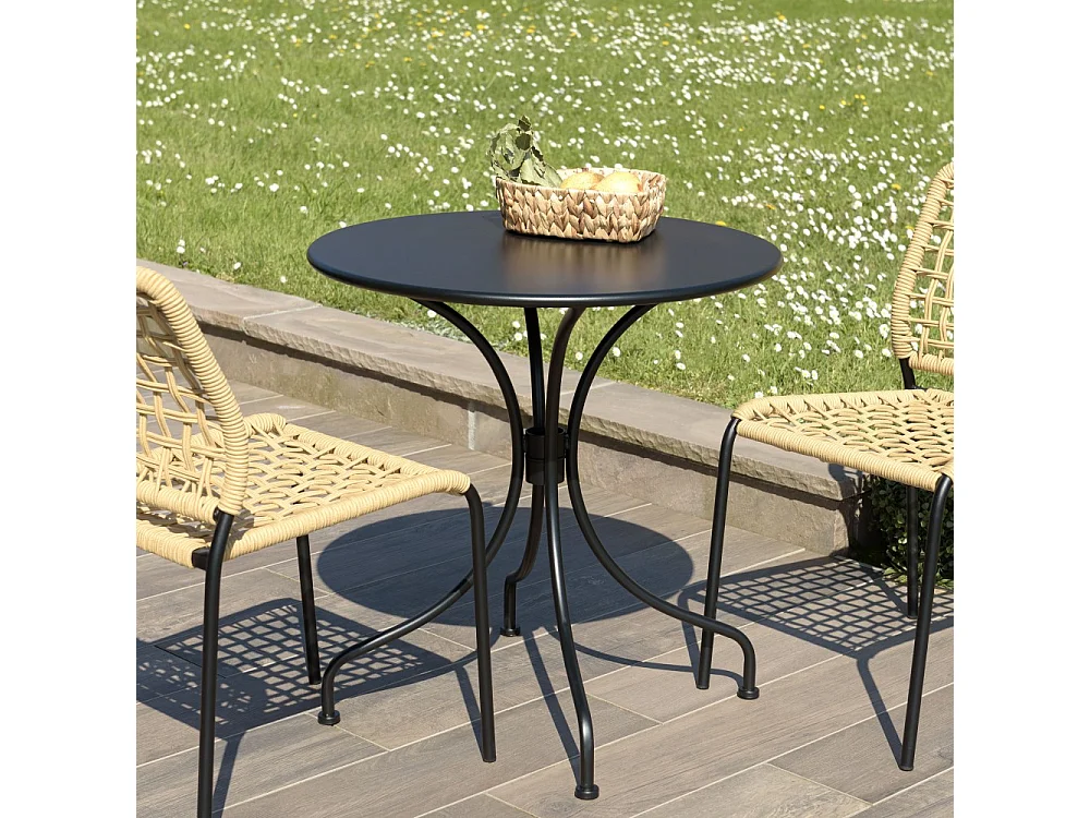 VIANNEY - Table de jardin ronde 2 personnes 70x70cm
