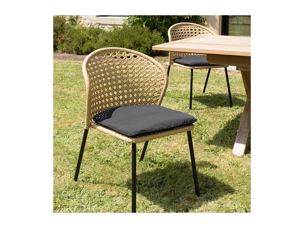 MALO - Lot de 2 chaises rotin synthétique couleur naturelle
