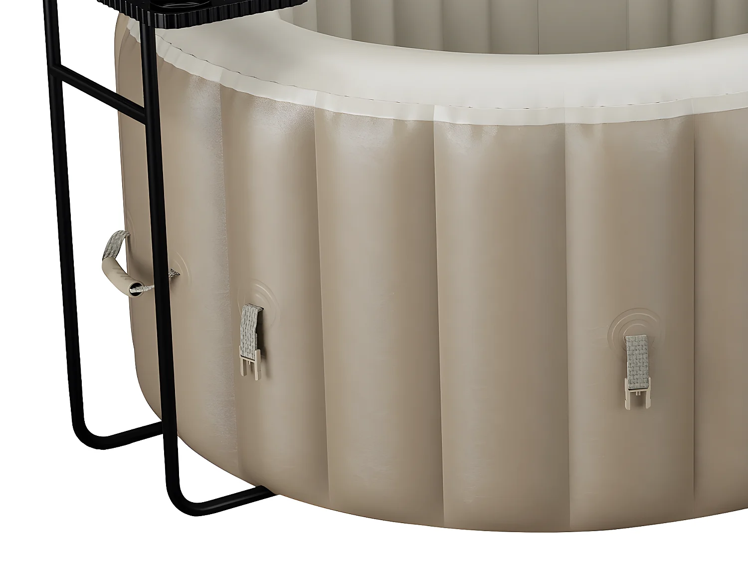 Idromassaggio gonfiabile ovale 2 posti L190 x P120 x H65 cm 90 ugelli d'aria Tortora e Beige - B-LUCKY