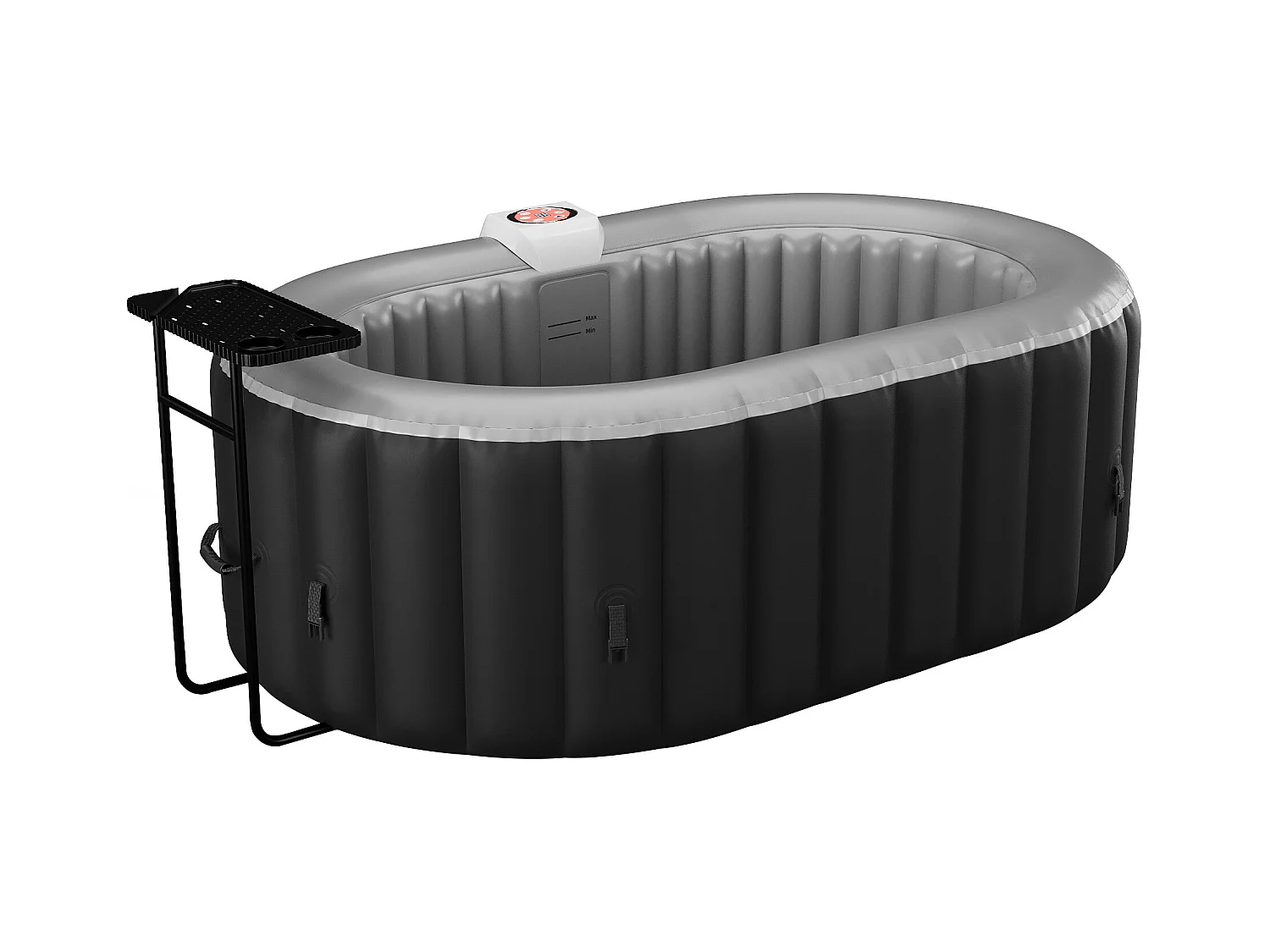 SPA gonflable ovale 2 places - L190 x P120 x H65 cm - 90 buses d'air - Noir - B-LUCKY II