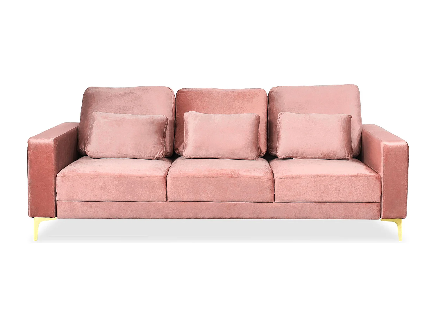 Canapé 3 places moderne pieds dorés Jeriko Velours Rose