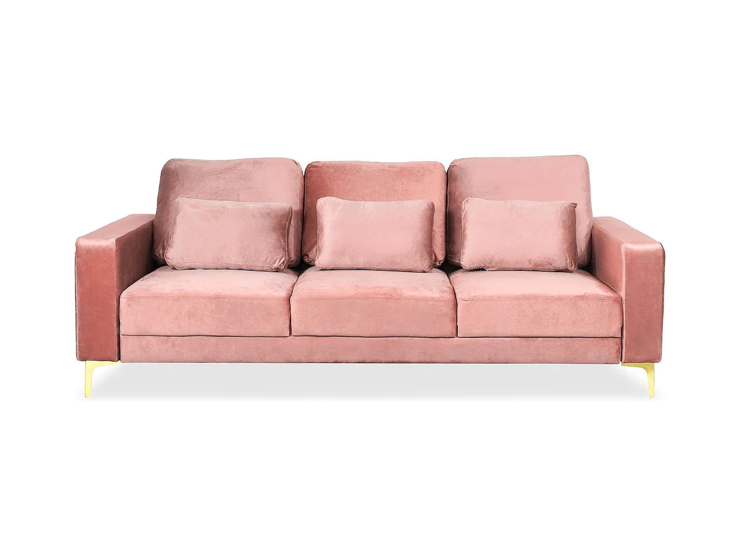 Canapé 3 places moderne pieds dorés Jeriko Velours Rose